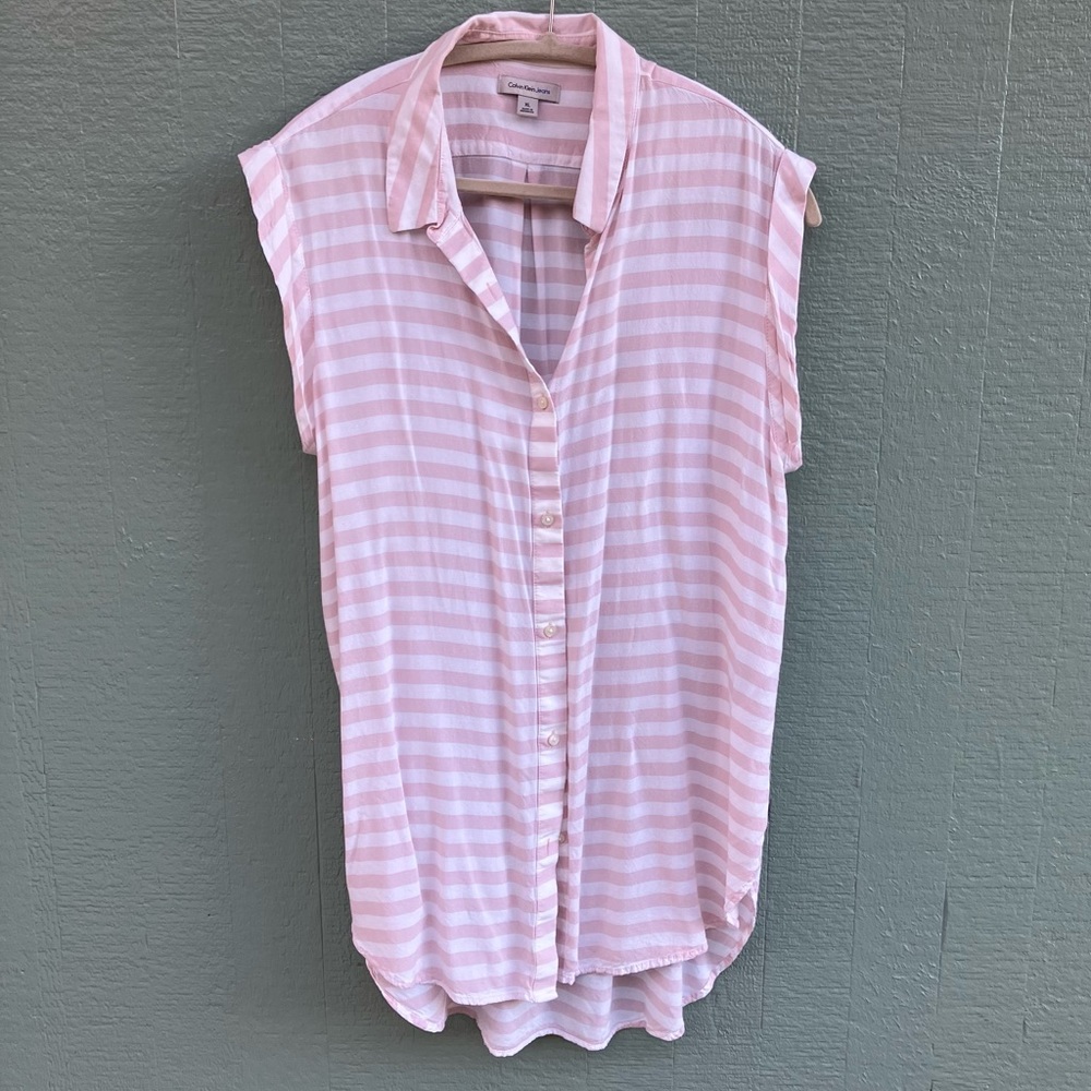 Calvin Klein, striped pink and white Tunic XL